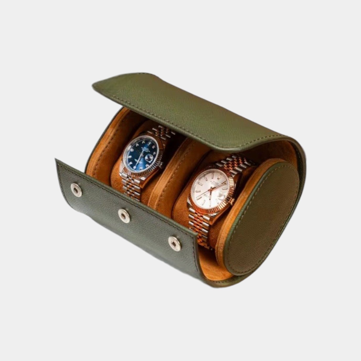 Watch Roll Duo – Green Nappa Leather