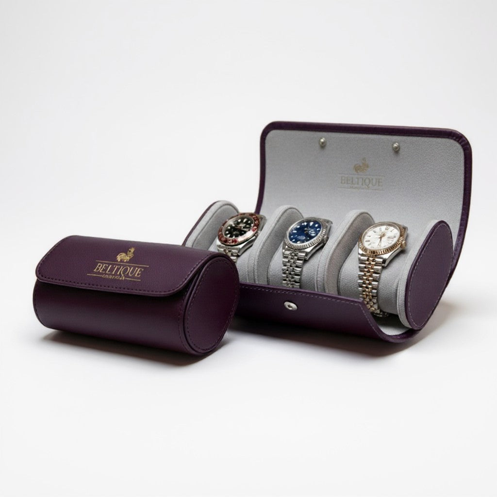 BELTIQUE® Amethyst Violet Horlogerol voor 3 Timepieces