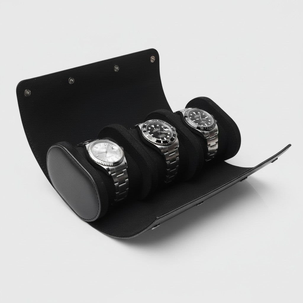 BELTIQUE® Premium Watch Roll – Vegan Nappa Leather with Alcantara Interior
